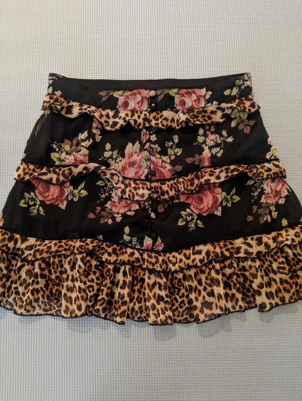 ASOS New Design leopard and floral ruffle skirt